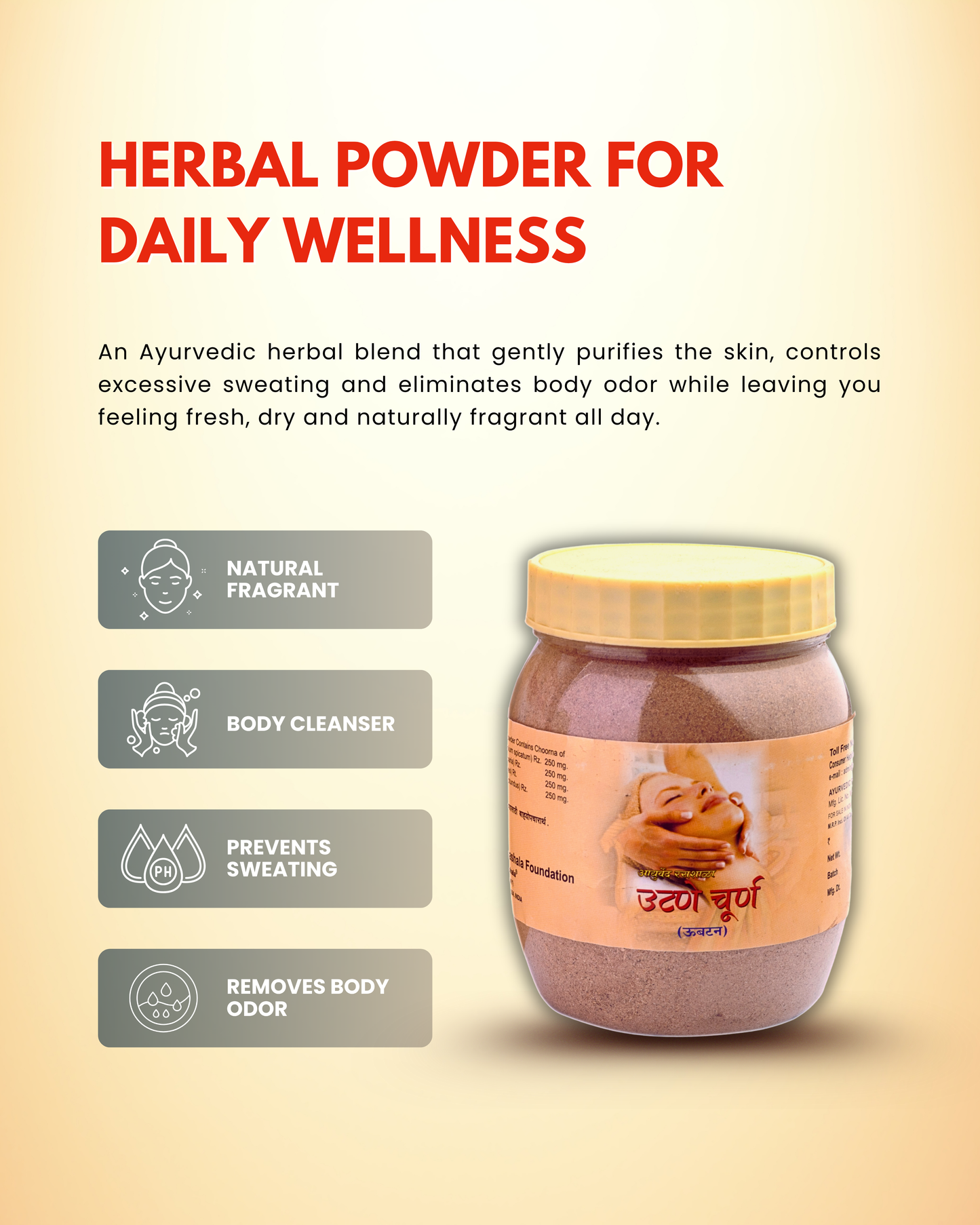Utane Choorna (Ubtan) – Ayurvedic Bath Powder for Glowing Skin & Body Odor Control