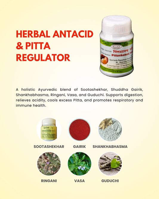 Pittashamak Vati – Ayurvedic Antacid & Pitta Regulator for Acidity, Heartburn & Nausea
