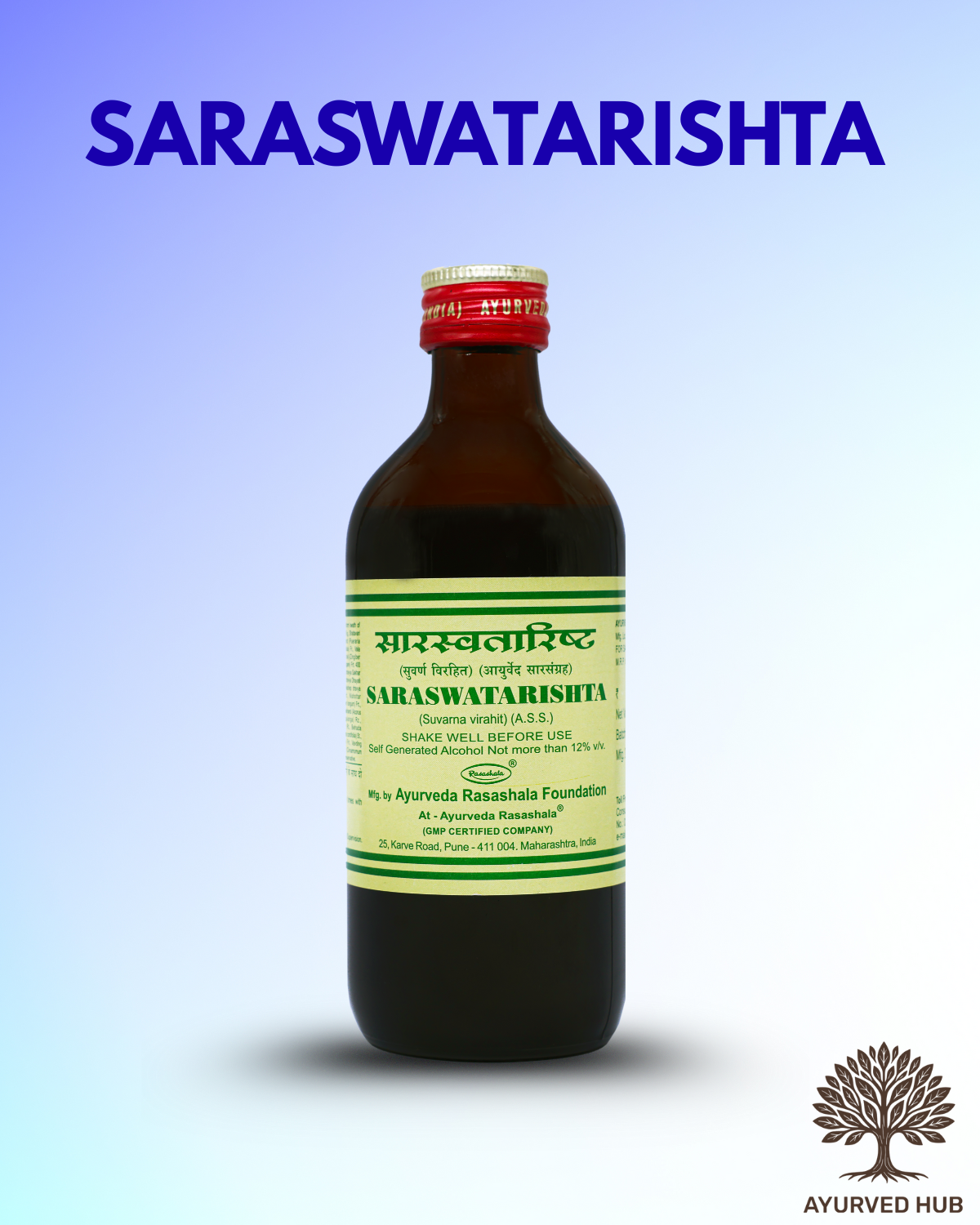Saraswatarishta (1 ltr) – Ayurvedic Brain & Nerve Tonic for Memory, Anxiety & Sleep