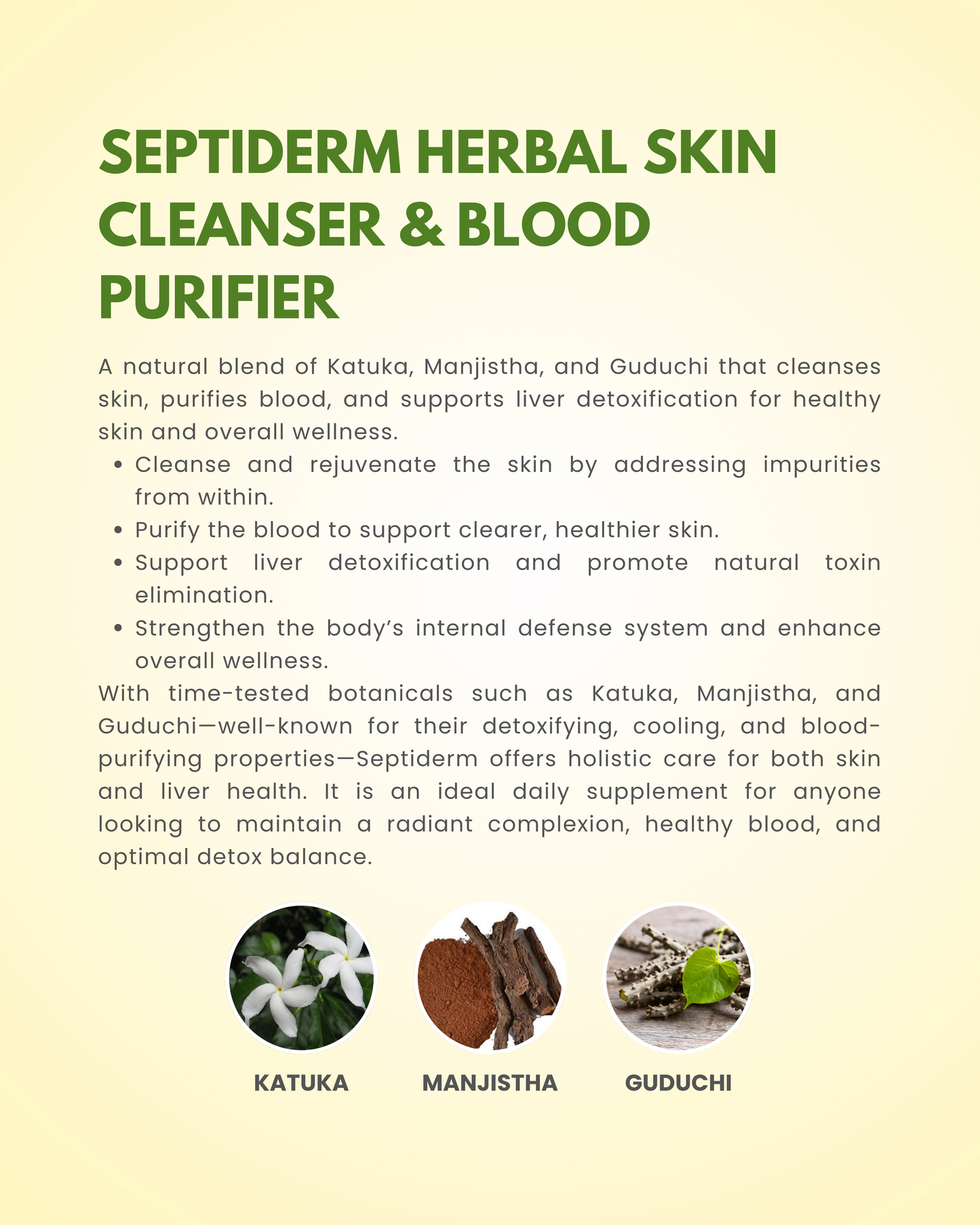 Septiderm – Ayurvedic Skin & Wellness Support (Tablets + Cream)