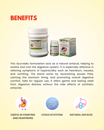 Pittashamak Vati – Ayurvedic Antacid & Pitta Regulator for Acidity, Heartburn & Nausea