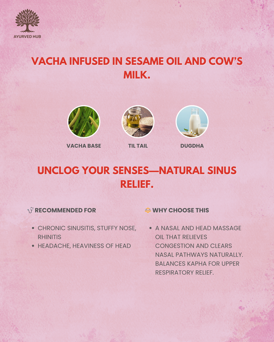 Vacha Taila – Ayurvedic Nasya Oil for Sinus, Rhinitis & Head Heaviness | Ayurved Rasashala ( Pack of 3 )
